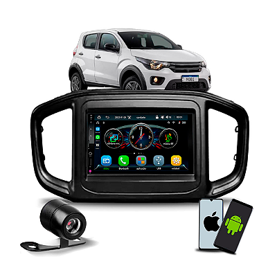 Kit Multimídia MP5 Roadstar RS-7007 BR 7" Bluetooth USB CarPlay Android Auto S/Fio + Moldura Painel 2 Din + Câmera de Ré