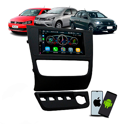 Kit Multimídia MP5 Roadstar RS7007 BR 7" BT USB Com CarPlay e Android Auto S/Fio + Moldura 2Din VW Gol G6 Voyage Saveiro