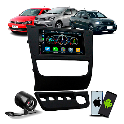 Kit Multimídia MP5 Roadstar RS7007 BR 7" Bluetooth USB Com CarPlay e Android Auto S/Fio + Moldura 2 Din + Câmera de Ré