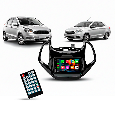 Kit Multimidia MP5 2DIN 7" Full Touch HT-3827CA CarPlay Android Auto Sem Fio BT USB SD AUX + Moldura Black Piano AP939