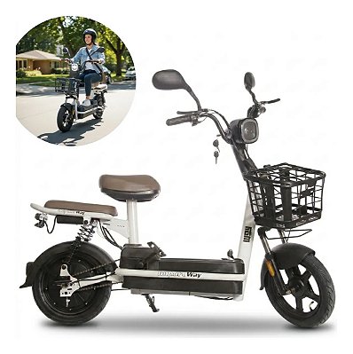 Bicicleta Elétrica 48v 350w Bateria Removível Importway Autonomia Até 25km Velocidade 32kmh Bike Urbana Branca