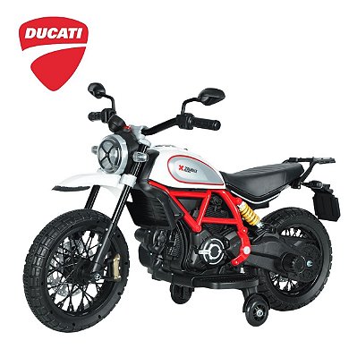 Mini Moto Elétrica Infantil Ducati Scrambler 12v Vermelha Luz Som Usb Duas Velocidades