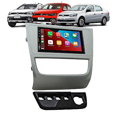 Multimídia MP5 7 Pol Automotivo Bluetooth USB Com CarPlay e Android Auto S/Fio Moldura Gol Voyage Saveiro G6 2013 a 2016