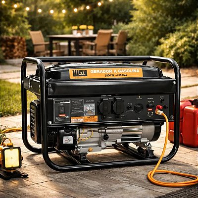 Gerador Gasolina 3500w 4 Tempos 208cc Bivolt Monofásico Avr Ideal Para Casa Obra E Emergência