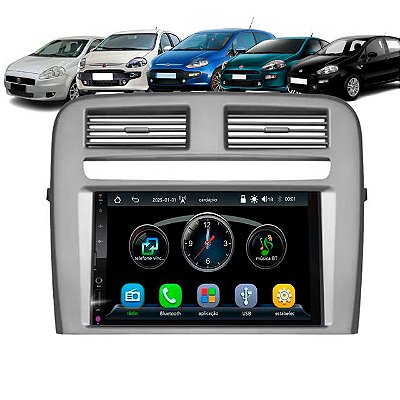 Multimídia 7 Polegadas MP5 Automotivo Bluetooth USB Com CarPlay e Android Auto Sem Fio Moldura Fiat Punto 2008 até 2012