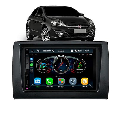 Multimídia 7 Polegadas MP5 Automotivo Com CarPlay e Android Auto Bluetooth USB Sem Fio Moldura Fiat Bravo G2 2010 a 2016