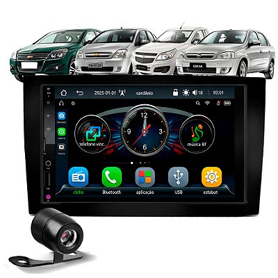 Multimídia 7 Pol Bluetooth USB Com CarPlay e Android Auto Sem Fio Moldura GM Vectra GT Meriva Montana Corsa Câmera de Ré
