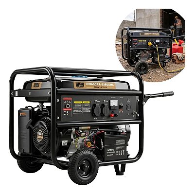 Gerador Gasolina 6500w 8,13kva 4 Tempos Bivolt Avr Partida Elétrica Ideal Para Casa Obra E Comércio Uso Profissional