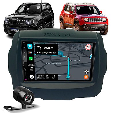 Multimídia 7 Pol MP5 Bluetooth USB Com CarPlay e Android Auto Sem Fio Moldura Jeep Renegade a partir de 2015 Câmera Ré