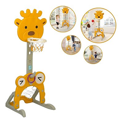 Cesta De Basquete Infantil 5x1 Ajustável Com Som Multifuncional Com Golf Futebol Argolas E Música