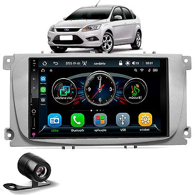 Multimídia MP5 Automotivo 7 Pol Com CarPlay e Android Auto Bluetooth USB Sem Fio Moldura Ford Focus 2009-2013 Câmera Ré