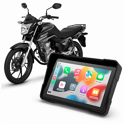 Multimídia para Moto Honda CG 160 de 5 Polegadas com Carplay Android Auto Bluetooth Espelhamento Sem Fio À prova d’água