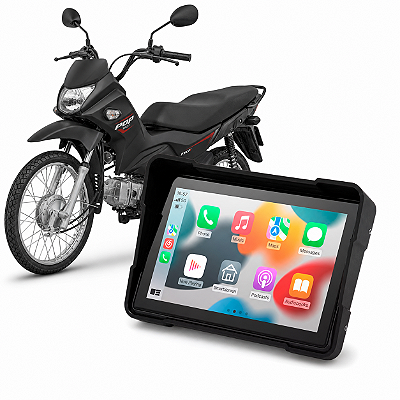 Multimídia para Moto Honda Pop 110i 5 Polegadas com Carplay Android Auto Bluetooth Espelhamento Sem Fio À prova d’água