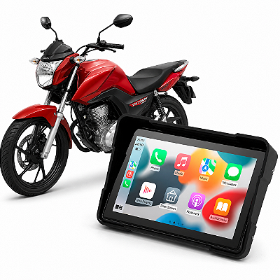 Multimídia para Moto Honda Titan 160 5 Polegadas com Carplay Android Auto Bluetooth Espelhamento Sem Fio À prova d’água