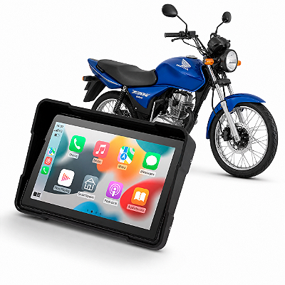 Multimídia para Moto Honda Fan 125 5 Polegadas com Carplay Android Auto Bluetooth Espelhamento Sem Fio À prova d’água