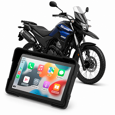 Multimídia Moto 5 Pol Yamaha Ténéré 250 2008 até 2020 Com Apple Carplay e Android Auto Bluetooth Sem Fio À Prova D’Água