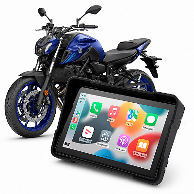 Multimídia Moto 5 Polegadas Moto Yamaha MT-07 2015 até 2026 Apple Carplay Android Auto Bluetooth Sem Fio À Prova D’Água