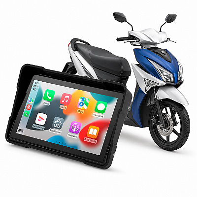 Multimídia Moto 5 Polegadas Yamaha Neo 125 2016 até 2026 Com Apple Carplay Android Auto Bluetooth Sem Fio À Prova D’Água