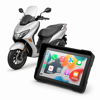 Multimídia Moto 5 Pol Suzuki Burgman 125 2005 até 2026 Com Apple Carplay e Android Auto Bluetooth Sem Fio À Prova D’Água