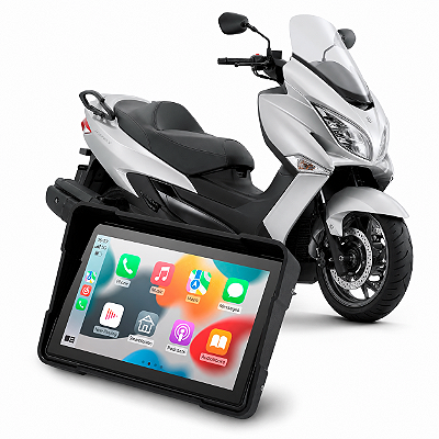 Multimídia Moto 5 Pol Suzuki Burgman 400 2005 até 2026 Com Apple Carplay e Android Auto Bluetooth Sem Fio À Prova D’Água