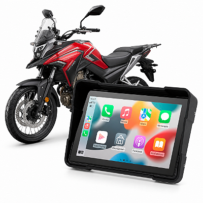 Multimídia Para Moto 5 Pol Dafra NH 190 2018 até 2026 Com Apple Carplay e Android Auto Bluetooth Sem Fio À Prova D’Água