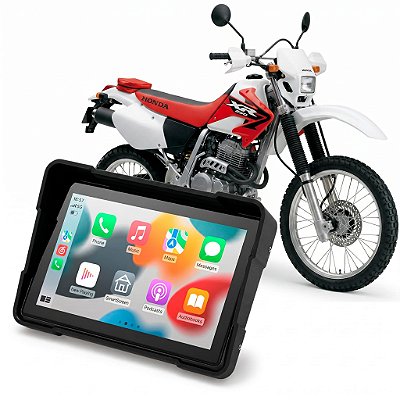 Multimídia Moto 5 Polegadas Honda XR 250 Tornado 2001 até 2008 Com Carplay Android Auto Bluetooth Sem Fio À Prova D’água