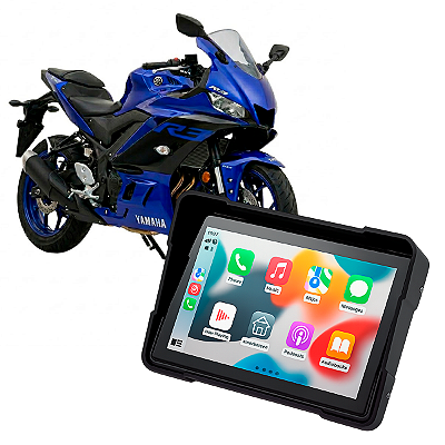 Multimídia Para Motos 5 Polegadas Yamaha R3 2016 até 2026 Com Carplay e Android Auto Bluetooth Sem Fio À Prova D’água