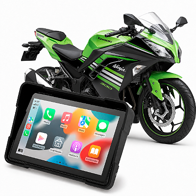 Multimídia Motos 5 Polegadas Kawasaki Ninja 300 2013 até 2017 Carplay e Android Auto Bluetooth Sem Fio À Prova D’água