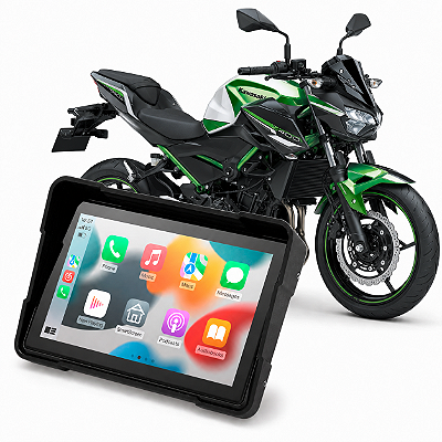 Multimídia Motos 5 Polegadas Mp5 Kawasaki Z400 2019 até 2026 Com Carplay e Android Auto Bluetooth Sem Fio À Prova D’água