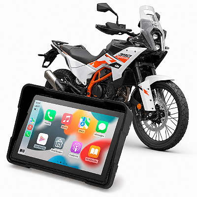 Multimídia Motos 5 Polegadas Mp5 KTM Adventure 390 2020 a 2026 Carplay e Android Auto Bluetooth Sem Fio À Prova D’água
