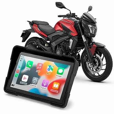 Multimídia Motos 5 Polegadas Mp5 Bajaj Dominar 200 2023 até 2026 Carplay e Android Auto Bluetooth Sem Fio À Prova D’água
