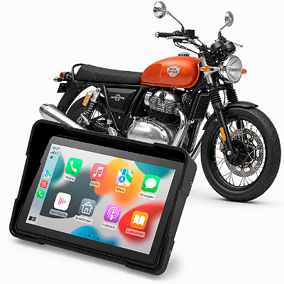 Multimídia Motos 5 Pol Royal Enfield Interceptor 650 2019 até 2026 Carplay Android Auto Bluetooth Sem Fio À Prova D’água