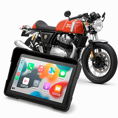 Multimídia Moto 5 Pol Royal Enfield Continental GT 650 2019 a 2026 Carplay Android Auto Bluetooth Sem Fio À Prova D’água