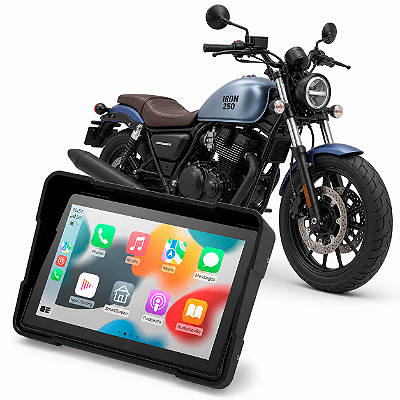 Multimídia Moto 5 Polegadas Mp5 Shineray Iron 250 2021 a 2026 Com Carplay Android Auto Bluetooth Sem Fio À Prova D’água