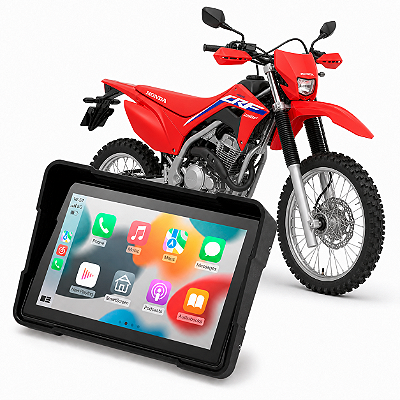 Multimídia Moto 5 Polegadas Mp5 Honda CRF 250F 2019 até 2026 Com Carplay e Android Auto Bluetooth Sem Fio À Prova D’água