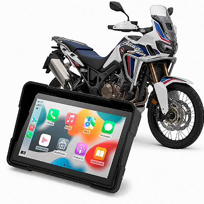 Multimídia Moto 5 Pol Mp5 Honda CRF 1100L Africa Twin 2020 a 2026 Carplay Android Auto Bluetooth Sem Fio À Prova D’água
