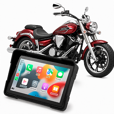 Multimídia Moto 5 Pol Mp5 Yamaha Midnight Star 950 2009 até 2016 Carplay e Android Auto Bluetooth Sem Fio À Prova D’água