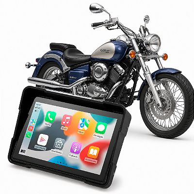 Multimídia Moto 5 Polegadas Mp5 Yamaha Drag Star 650 2004 a 2015 Carplay e Android Auto Bluetooth Sem Fio À Prova D’água