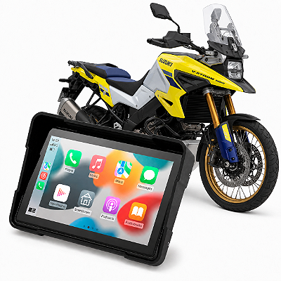 Multimídia Moto 5 Polegadas Mp5 Suzuki V-Strom 1000 2014 a 2020 Carplay e Android Auto Bluetooth Sem Fio À Prova D’água