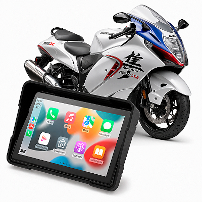 Multimídia Moto 5 Polegadas Mp5 Suzuki Hayabusa 1300 2008 a 2026 Carplay e Android Auto Bluetooth Sem Fio À Prova D’água