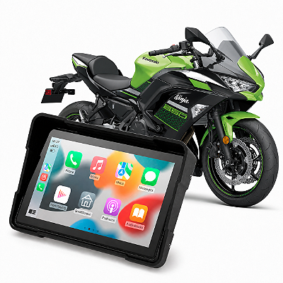 Multimídia Moto 5 Polegadas Mp5 Kawasaki Ninja 650 2012 até 2026 Carplay e Android Auto Bluetooth Sem Fio À Prova D’água