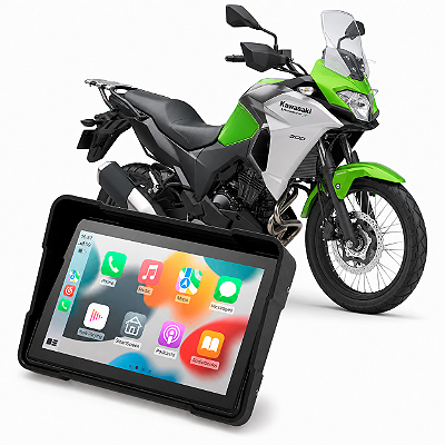 Multimídia Moto 5 Polegadas Mp5 Kawasaki Versys 300 2017 até 2026 Carplay Android Auto Bluetooth Sem Fio À Prova D’água