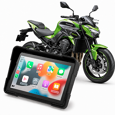 Multimídia Moto 5 Polegadas Mp5 Kawasaki Z900 2017 até 2026 Com Carplay e Android Auto Bluetooth Sem Fio À Prova D’água