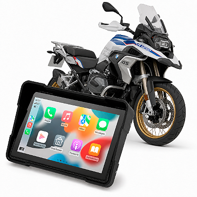 Multimídia Moto 5 Polegadas Mp5 BMW R 1250 GS 2019 até 2026 Com Carplay e Android Auto Bluetooth Sem Fio À Prova D’água