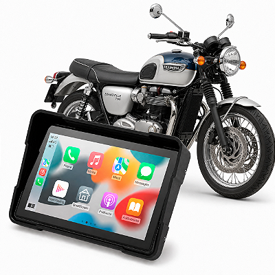 Multimídia Moto 5 Polegadas Mp5 Triumph Bonneville T100 2010 a 2026 Carplay Android Auto Bluetooth Sem Fio À Prova Dágua