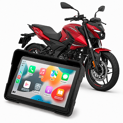 Multimídia Moto 5 Polegadas Mp5 Bajaj Pulsar N250 2024 até 2026 Carplay e Android Auto Bluetooth Sem Fio À Prova D'água
