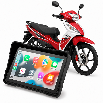 Multimídia Moto 5 Polegadas Mp5 Shineray Jet 125SS 2022 até 2026 Carplay e Android Auto Bluetooth Sem Fio À Prova D'água