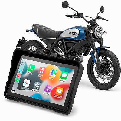 Multimídia Moto 5 Polegadas Mp5 Ducati Scrambler Icon 2015 a 2026 Carplay Android Auto Bluetooth Sem Fio À Prova D'água