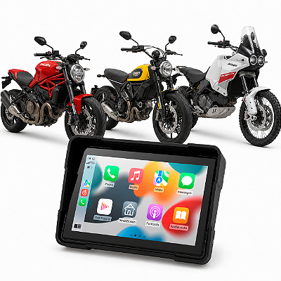 Multimídia 5 Polegadas Mp5 Motos Ducati Monster 797 - Scrambler Icon - DesertX Carplay e Android Auto Bluetooth Sem Fio