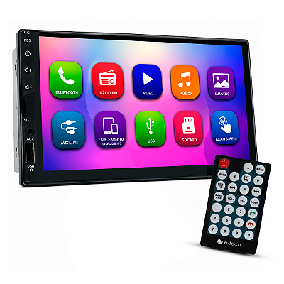 Multimídia 7 Polegadas Mp5 Touch Screen Conexão USB SD Espelhamento de Tela Celular Android e iOS Com Controle Remoto